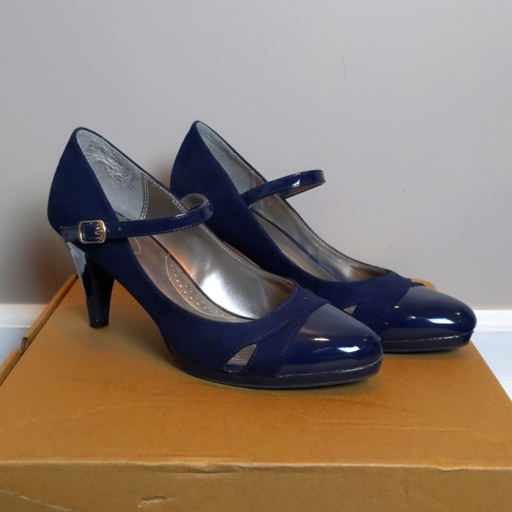 Blue velvet and blue patent